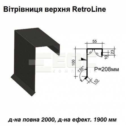Вітрова планка верхня Retroline RAL 033 PURMAT 0,5 мм