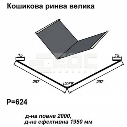 Ендова большая RAL 7024 PE 0,5 мм