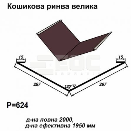 Ендова большая RAL 8016 PE 0,45 мм