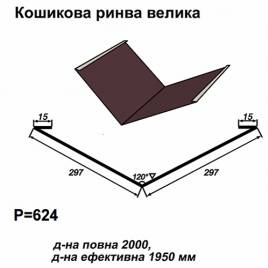 Кошикова ринва велика RAL 8016 PE 0,5 мм