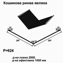 Ендова большая RAL 9005 PE 0,45 мм