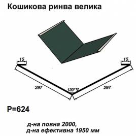 Ендова большая RAL 011 PURMAT 0,5 мм