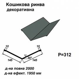 Кошикова ринва декоративна RAL 023 PURMAT 0,5 мм 