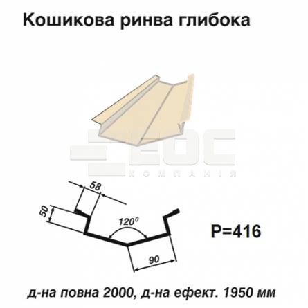 Ендова глубокая RAL 1015 PE 0,45 мм