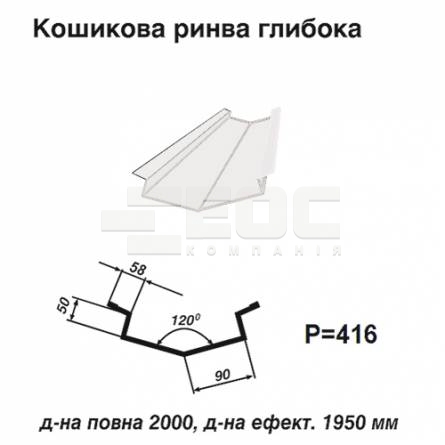 Ендова глубокая RAL 9003 PE 0,45 мм