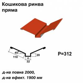 Кошикова ринва пряма RAL 3016 PE 0,45 мм