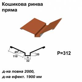 Ендова глубокая прямая RAL 8004 PE 0,45 мм